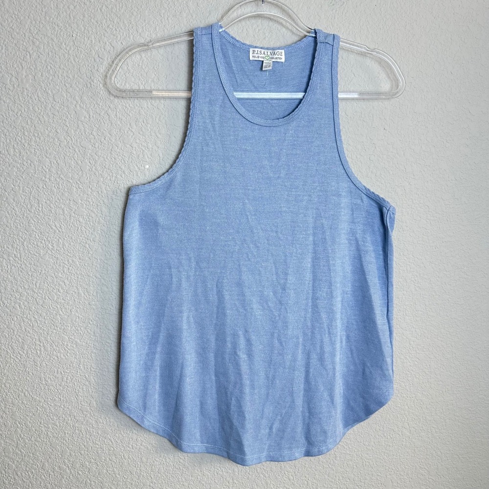 PJ Salvage Reloved Collection Blue Heathered Racerback Tank Top Medium